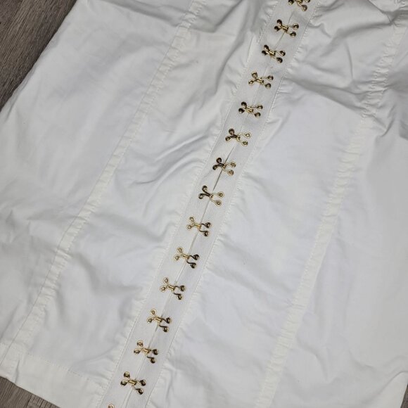 Fashion Nova NWT White Corset Dress With Gold Hook & Eye Detail Size S - Picture 7 of 9